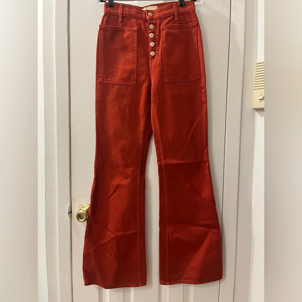 Ulla Johnson Brick Red Flare Jeans - Picture 1 of 6
